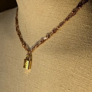 Vintage Chanel Padlock Zipper Pull Gold Plated Necklace